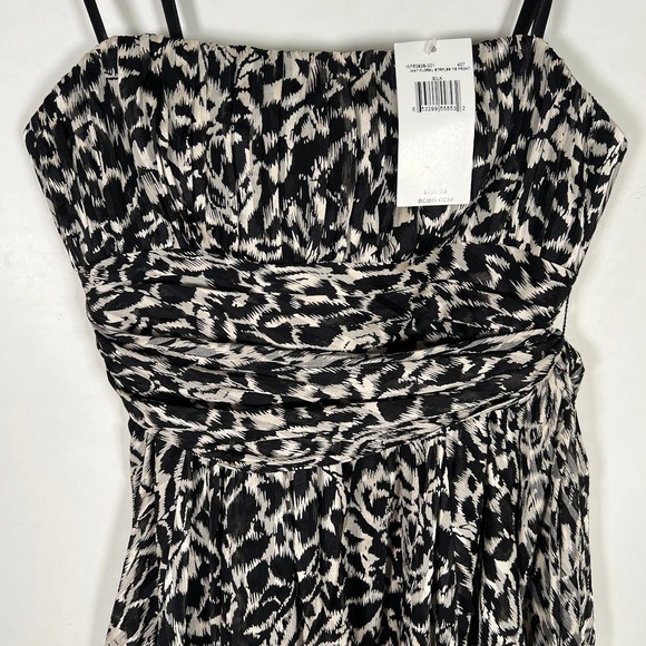 NEW! BCBG MAXAZRIA Silk Ikat Floral Strapless Mini Dress 2 Black Tie Front $260 - Picture 3 of 9